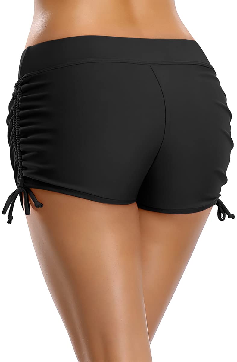 ALove Swim Shorts Womens Stretchy Sporty Bathing Suit Bottoms Side V Slit Boyshorts Swimsuit Board Shorts - Image 5