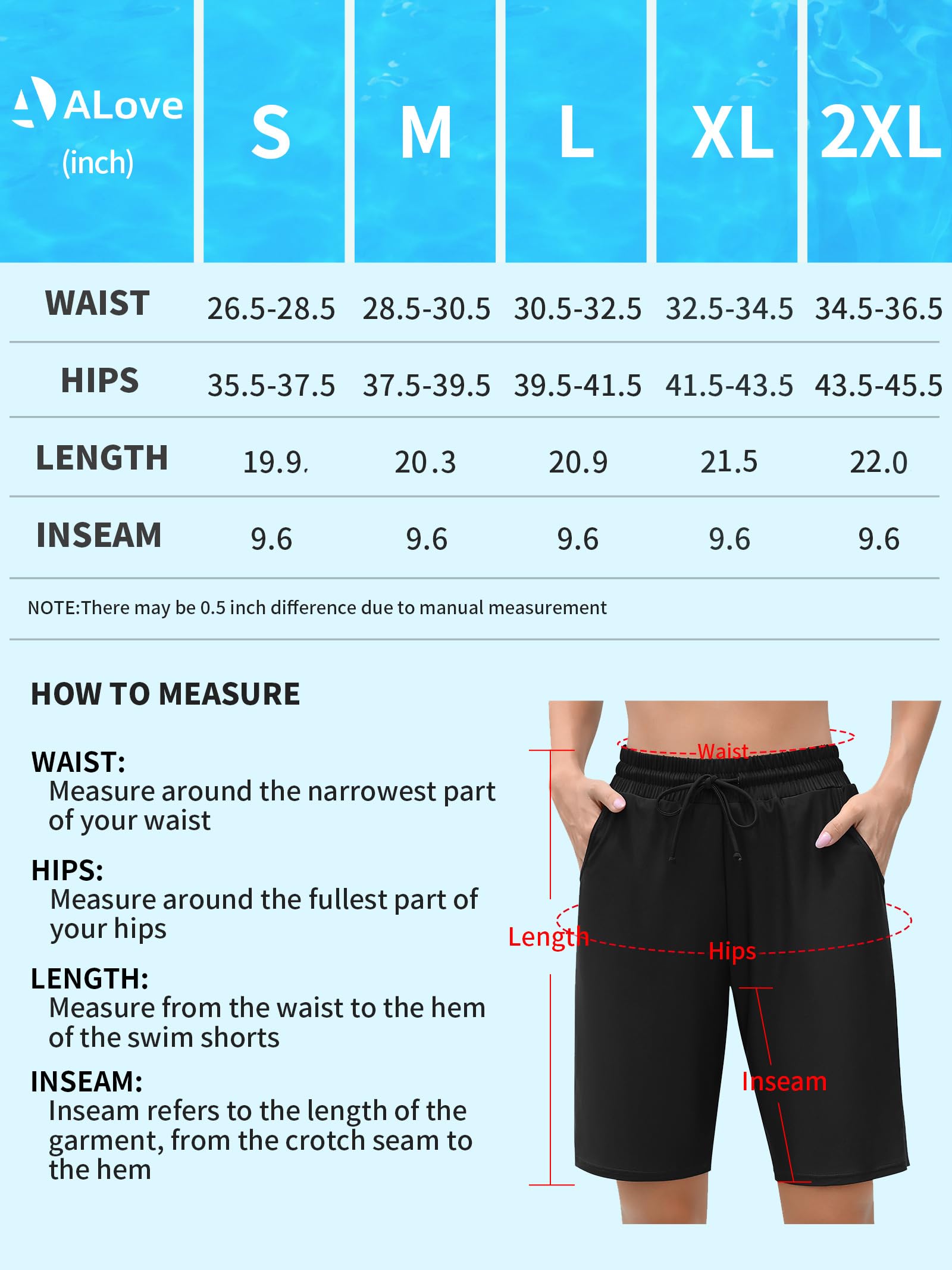 ALove Women's 9" Swim Shorts High Waisted Swim Board Shorts with Pockets UPF 50+ Swimsuit Bottoms Built-in Brief - Image 6
